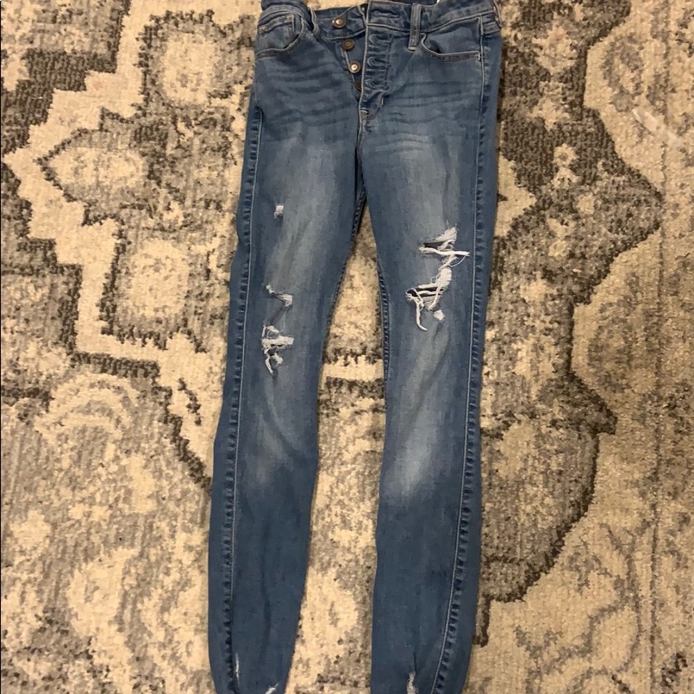 High waisted ripped skinny jeans